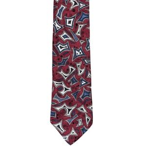 VTG XMI Tie Mens 4W 56L Red Blue Silk Geometric Abstract Italian Fabric